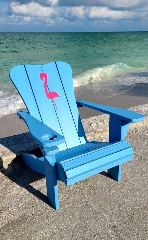 Island Time Grande Chair Adirondack Tropically Themed Flamingo Inlay